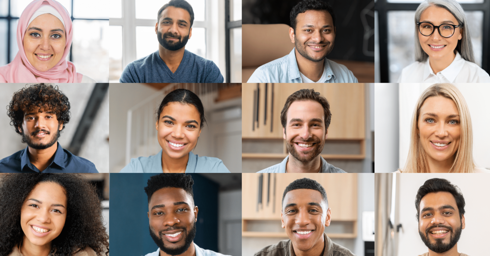 A grid of smiling diverse faces