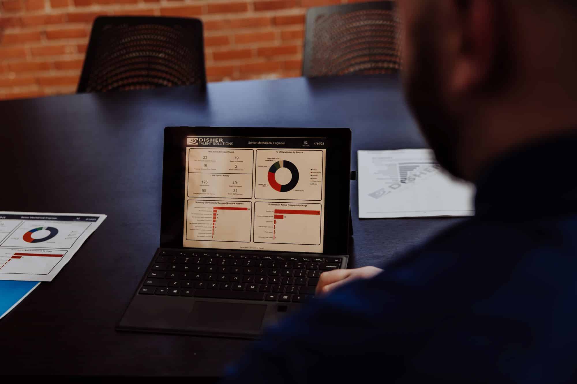 Hiring analytics on laptop screen